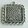 Zinc Alloy Cabochon Settings, Square 26x24mm Hole:1.5mm, Sold by Bag