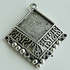 Zinc Alloy Cabochon Settings, Diamond 34x30mm Hole:2mm, Sold by Bag