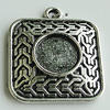 Zinc Alloy Cabochon Settings, Square 26x23mm Hole:2.5mm, Sold by Bag