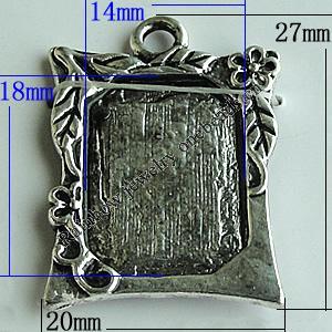 Zinc Alloy Cabochon Settings, 27x20mm Hole:2.5mm, Sold by Bag