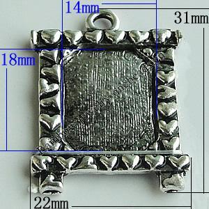 Zinc Alloy Cabochon Settings, 31x22mm Hole:2.5mm, Sold by Bag