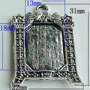 Zinc Alloy Cabochon Settings, 31x22mm Hole:2.5mm, Sold by Bag