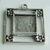 Zinc Alloy Cabochon Settings, Square 27x23mm Hole:2mm, Sold by Bag