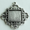 Zinc Alloy Cabochon Settings, Diamond 32x29mm Hole:1.5mm, Sold by Bag