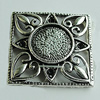 Zinc Alloy Cabochon Settings, Square 26mm, Sold by Bag