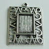 Zinc Alloy Cabochon Settings, Rectangle 33x24mm Hole:2mm, Sold by Bag