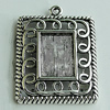 Zinc Alloy Cabochon Settings, Rectangle 33x26mm Hole:2mm, Sold by Bag