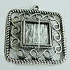 Zinc Alloy Cabochon Settings, Square 34x31mm Hole:2mm, Sold by Bag
