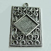 Zinc Alloy Cabochon Settings, Rectangle 40x24mm Hole:2.5mm, Sold by Bag