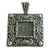 Zinc Alloy Cabochon Settings, Square 39x28mm Hole:7x3mm, Sold by Bag