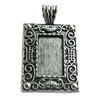 Zinc Alloy Cabochon Settings, Rectangle 47x28mm Hole:7x4mm, Sold by Bag