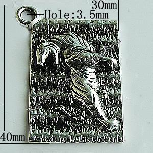 Pendant Zinc Alloy Jewelry Findings Lead-free, Rectangle 40x30mm Hole:3.5mm, Sold by Bag