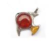 Imitate Amber Pendant, with alloy platina plated, Fish, 61x56x11mm, Sold by PC