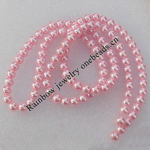 Glass pearl Beads, Round 3mm Hole:About 0.5mm, Length:32 Inch, Sold by Strand 