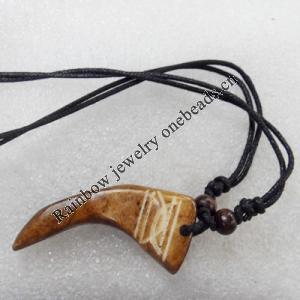 Tibetan Yak Bone Necklace，22x50mm，Sold by Dozen