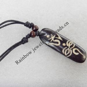 Tibetan Yak Bone Necklace，53x17mm，Sold by Dozen