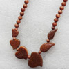Gold Sand Stone Necklace，Round:6mm, Sold per 17.7Inch Strand
