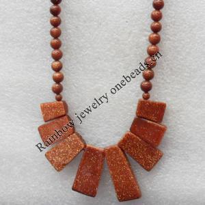 Gold Sand Stone Necklace，Rectangle，10x14-13x30mm, Sold per 17.7Inch Strand