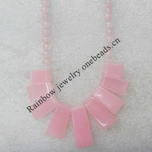 Rose Quartz Necklace，Rectangle，14x10-30x13mm, Sold per 17.7Inch Strand