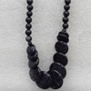 Blue Sand Stone Necklace, Flat Round, 10-20mm, Sold per 17.7Inch Strand