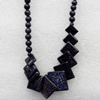 Blue Sand Stone Necklace，Diamond，14-25mm, Sold per 17.7Inch Strand