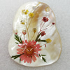 Natural Shell Pendant with Inner Flower, Calabash, 55x68mm, Hole:Approx 3mm, Sold by PC