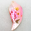 Natural Shell Pendant with Inner Flower, Leaf, 37x83mm, Hole:Approx 3mm, Sold by PC