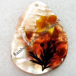 Natural Shell Pendant with Inner Flower, 54x71mm, Hole:Approx 2mm, Sold by PC