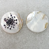 Natural Shell Pendant with Inner Flower, Flat Round, 30mm, Hole:Approx 2mm, Sold by PC