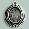 Zinc Alloy Cabochon Settings, Flat Oval 25x18mm Hole:2mm, Sold by Bag