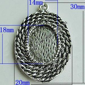 Zinc Alloy Cabochon Settings, Flat Oval 30x20mm Hole:2mm, Sold by Bag