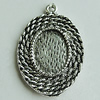 Zinc Alloy Cabochon Settings, Flat Oval 30x20mm Hole:2mm, Sold by Bag