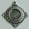 Zinc Alloy Cabochon Settings, Flat Round 33x30mm Hole:1.5mm, Sold by Bag