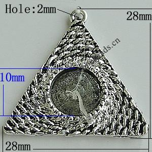 Zinc Alloy Cabochon Settings, Rectangle 28x28mm Hole:2mm, Sold by Bag