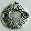 Zinc Alloy Cabochon Settings, Flat Round 26x23mm Hole:2mm, Sold by Bag