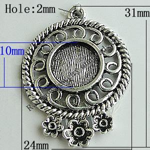 Zinc Alloy Cabochon Settings, 31x24mm Hole:2mm, Sold by Bag