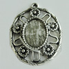 Zinc Alloy Cabochon Settings, 33x26mm Hole:2mm, Sold by Bag