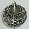 Zinc Alloy Cabochon Settings, Flat Round 31x27mm Hole:2mm, Sold by Bag
