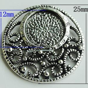 Zinc Alloy Cabochon Settings, Flat Round 25mm Hole:2mm, Sold by Bag