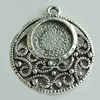 Zinc Alloy Cabochon Settings, Flat Round 29x26mm Hole:2.5mm, Sold by Bag