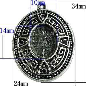 Zinc Alloy Cabochon Settings, Flat Oval 34x24mm, Sold by Bag