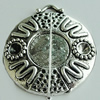 Zinc Alloy Cabochon Settings, Flat Round 31x28mm Hole:2mm, Sold by Bag