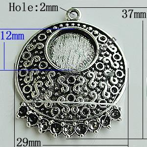 Zinc Alloy Cabochon Settings, 37x29mm Hole:2mm, Sold by Bag