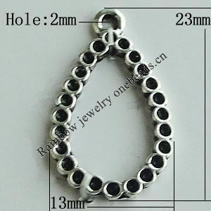 Pendant Setting Zinc Alloy Jewelry Findings Lead-free, Teardrop 23x13mm Hole:2mm, Sold by Bag