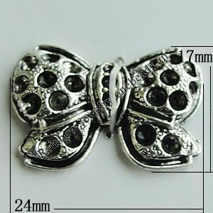 Pendant Setting Zinc Alloy Jewelry Findings Lead-free, Bowknot 24x17mm, Sold by Bag
