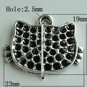 Pendant Setting Zinc Alloy Jewelry Findings Lead-free, Cat 23x19mm Hole:2.5mm, Sold by Bag