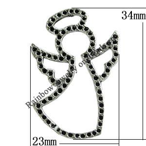 Pendant Setting Zinc Alloy Jewelry Findings Lead-free, 34x23mm Hole:2mm, Sold by Bag