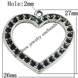 Pendant Setting Zinc Alloy Jewelry Findings Lead-free, Heart 27x26mm Hole:2mm, Sold by Bag