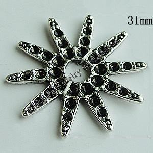 Pendant Setting Zinc Alloy Jewelry Findings Lead-free, Flower 31mm Hole:5.5mm, Sold by Bag