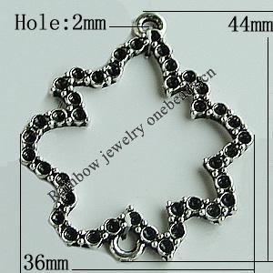 Pendant Setting Zinc Alloy Jewelry Findings Lead-free, 44x36mm Hole:2mm, Sold by Bag